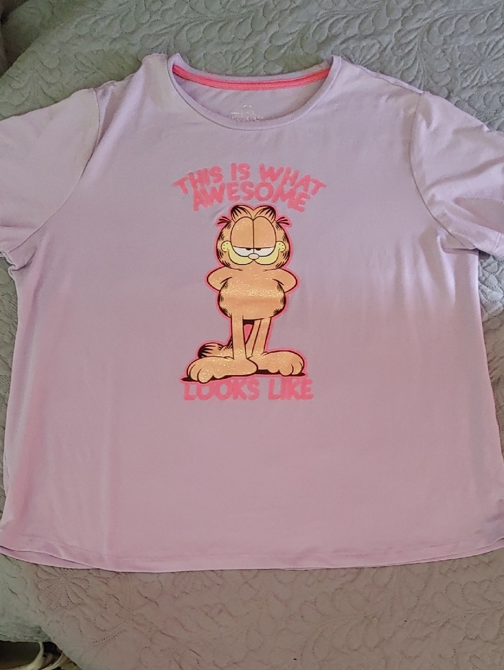 ✅$5 Add On Nickelodeon Lavender PJ Tee with Coral Neck Trim Sz XL